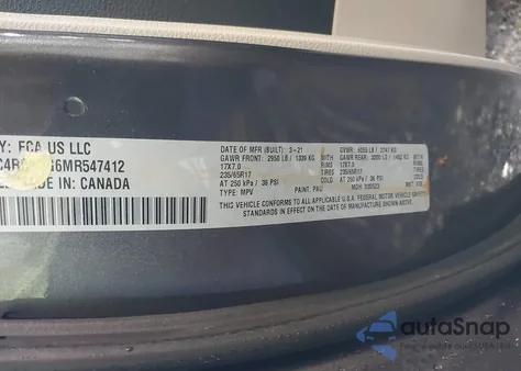 2021 Chrysler Voyager Lxi from USA, damaged, VIN 2C4RC1DG6MR547412